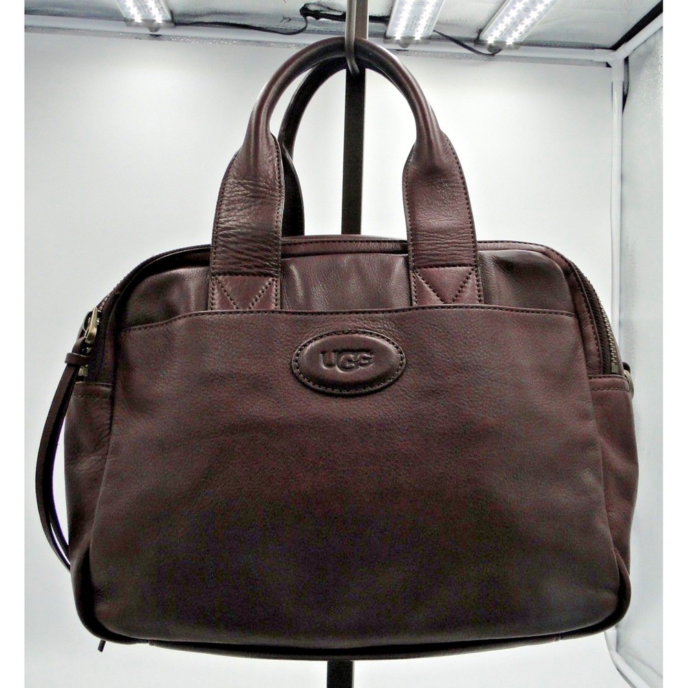 UGG AUSTRALIA UNISEX LEATHER BRANFORD SLIM BRIEF BAG‎ BROWN